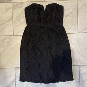 J. Crew Black Cathleen Lace Strapless Dress